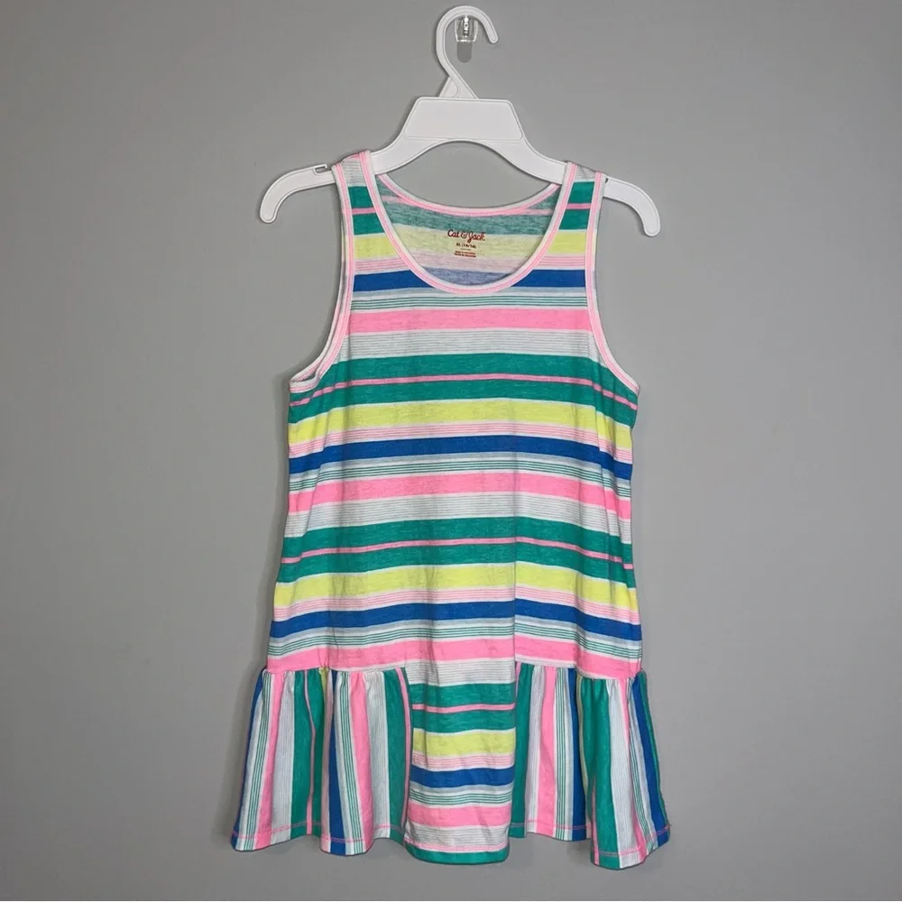 Cat & Jack Pink and Green Striped Tank Top XL 14/16
